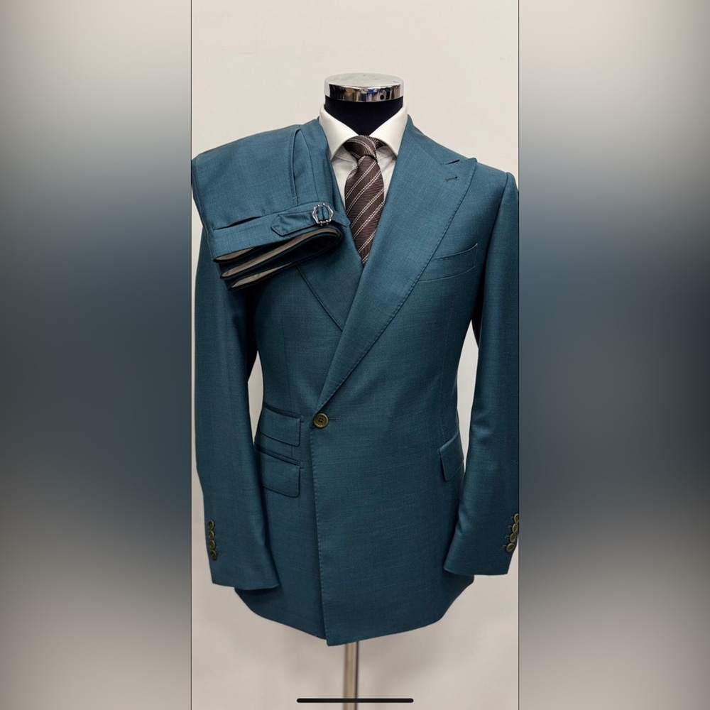 Green #Double Breasted Single Button Super 180 To… - image 1